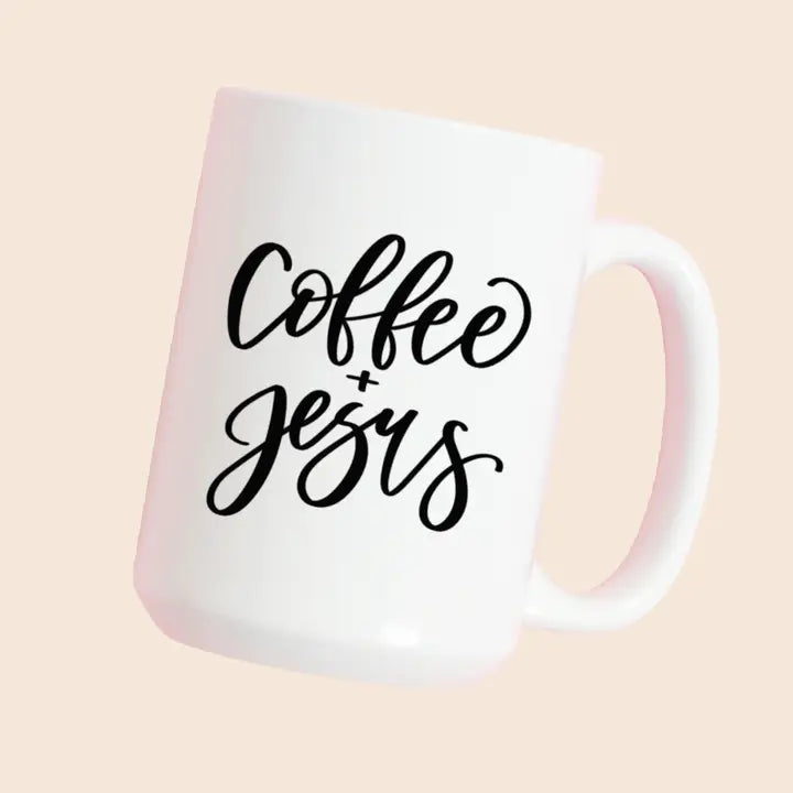 15oz Coffee and Jesus ceramic coffee mug