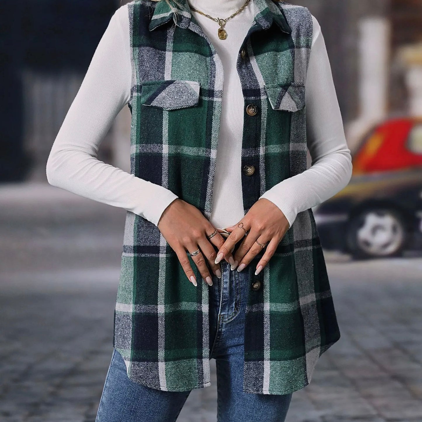Plaid Sleeveless Vest
