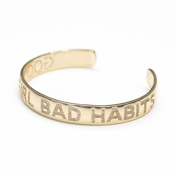 Good Girl Bad Habits Gold Pave Stone Bangle Bracelet