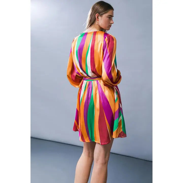 A printed woven mini dress - ID20459 - ORANGE TURQUOISE Contemporary M