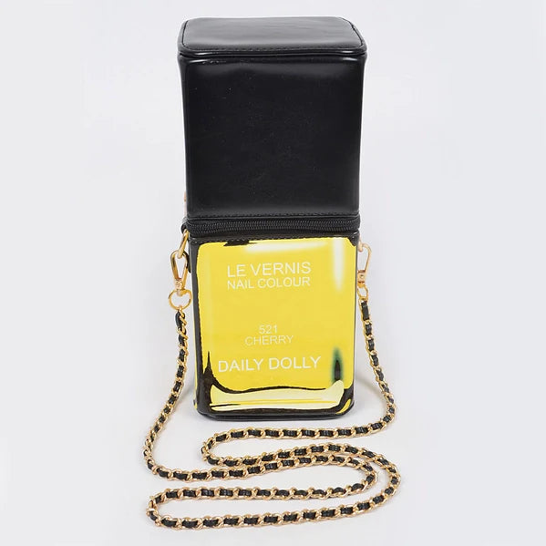 Faux Leather Nail Polish Fun Bag - Yellow