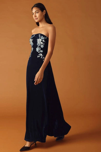 A velvet maxi dress - ID21666 - NAVY Contemporary