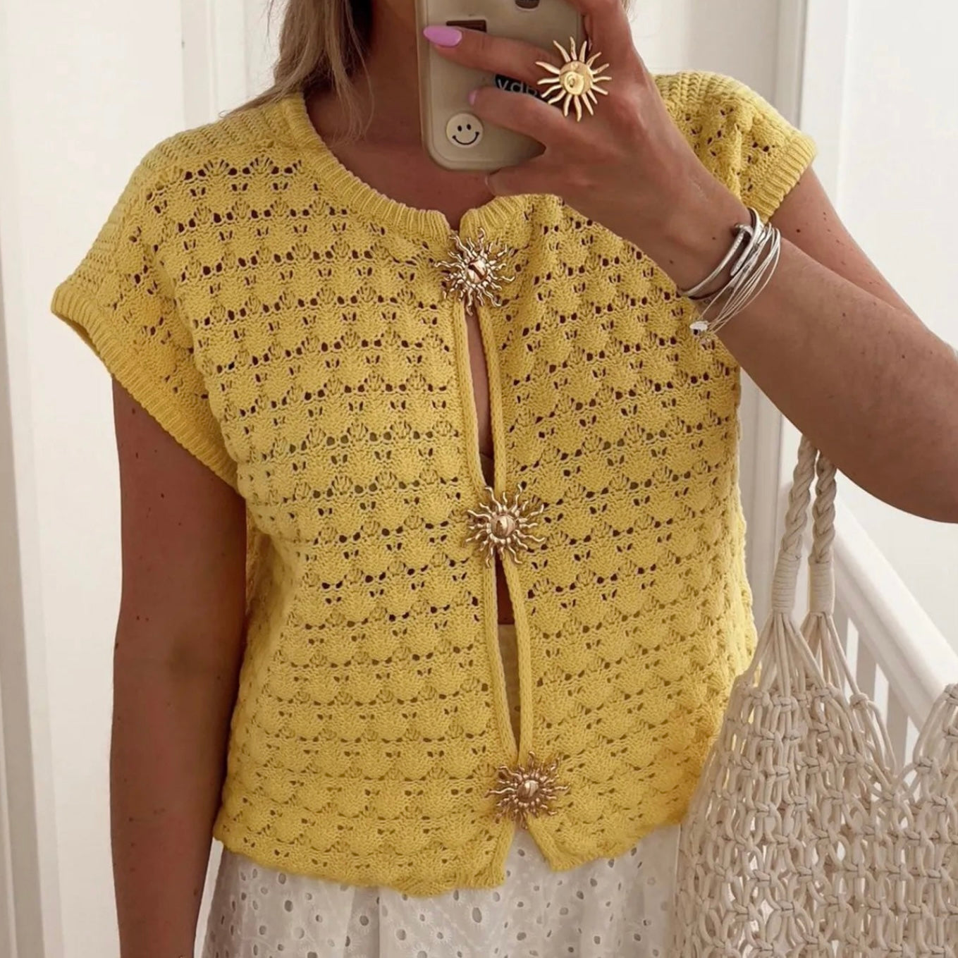 Crochet Short Sleeve Button