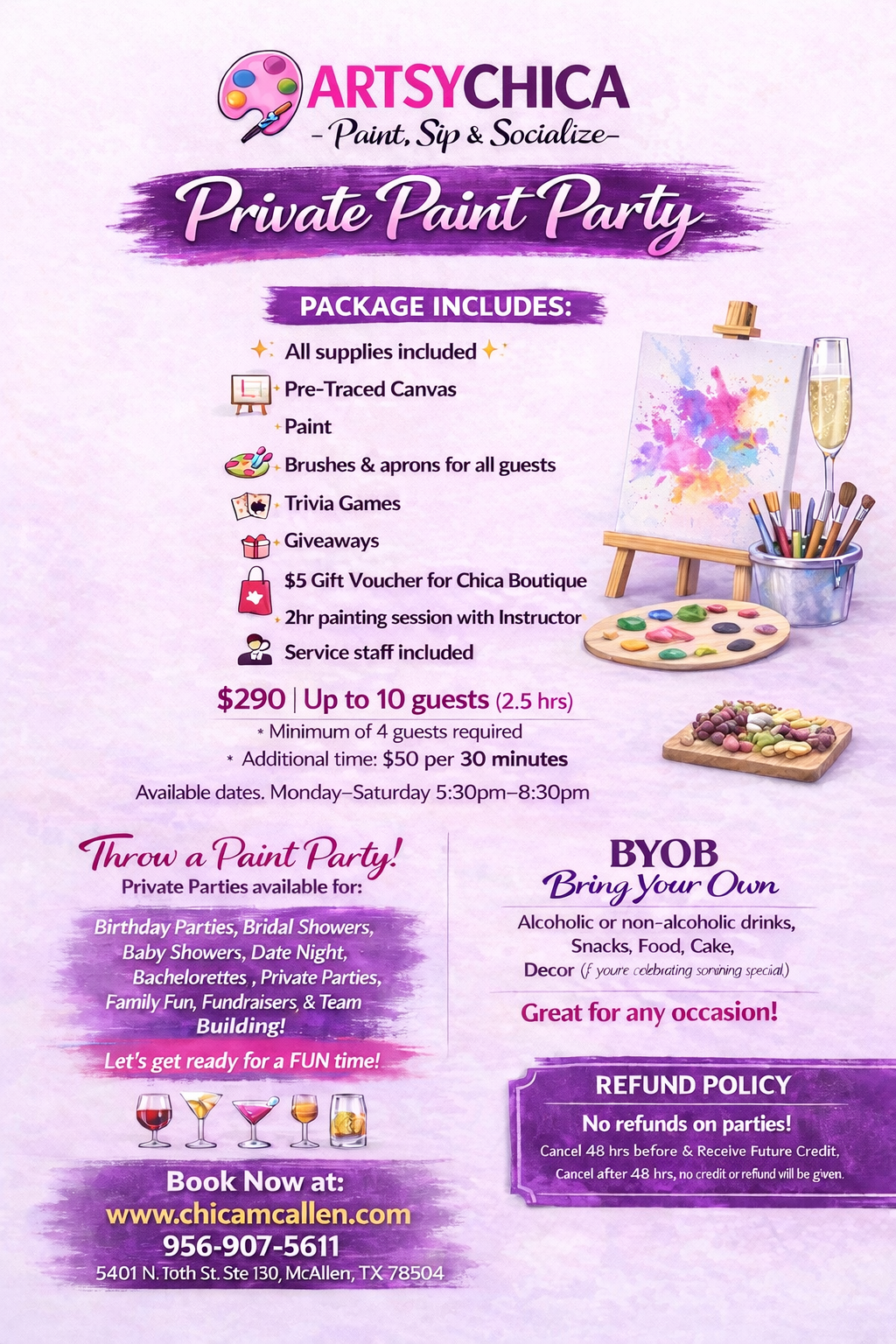 Book Your Own Paint and Sip Art Party/ Class (Pick Your Date)