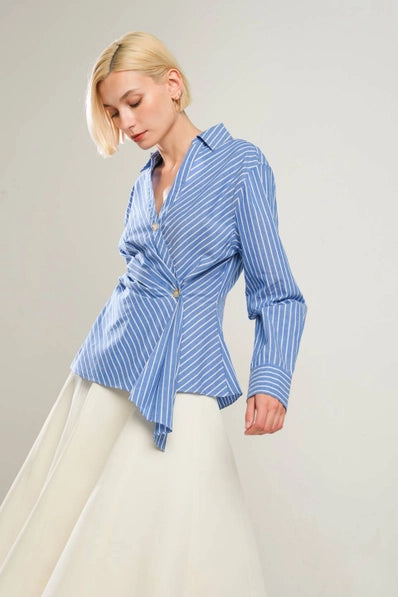 A striped woven shirt - FT1225 - BLUE WHITE