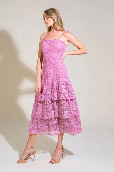 A woven lace midi dress - ID21522 - MAUVE