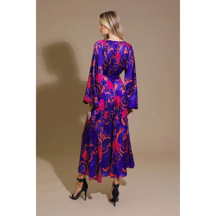 A printed woven midi dress - ID21646 - NAVY CORAL Contemporary S