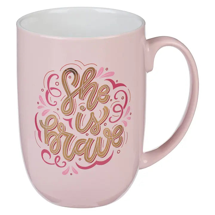 Mug Pink/White She is Brave