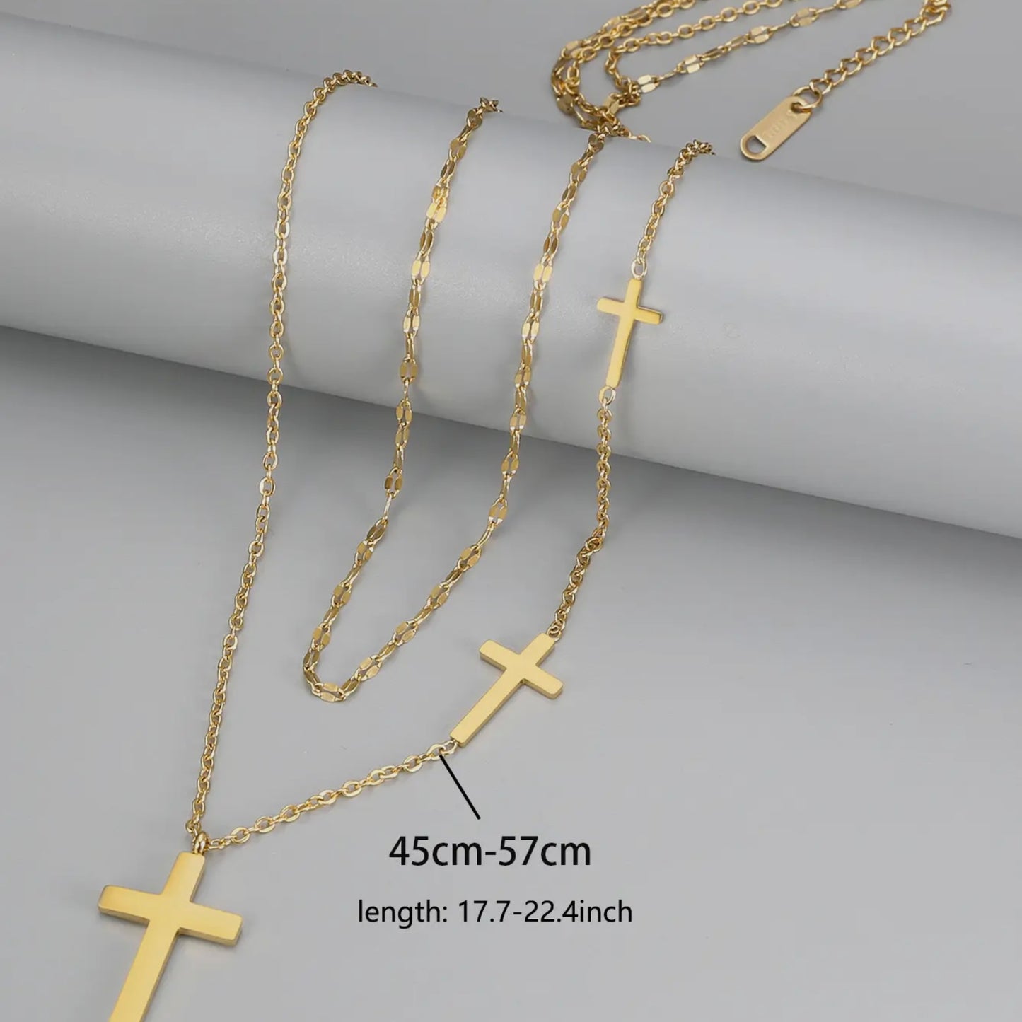 Double Layered Cross Pendant Collarbone Chain Necklace