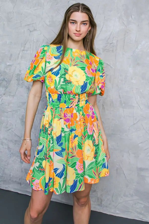 The Becky Floral GREEN Dress -ID20151-(Size S Left)