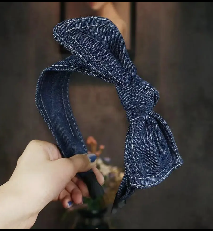 Denim Bow Headband