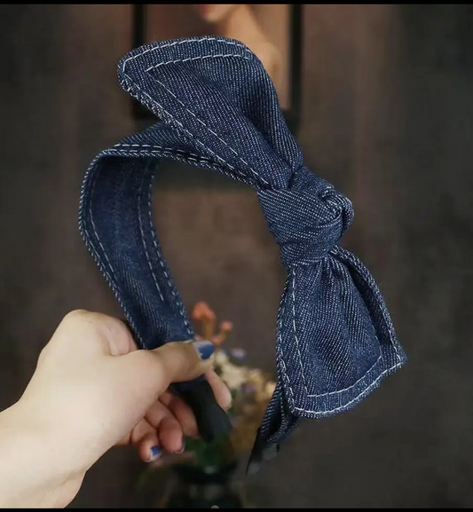 Denim Bow Headband