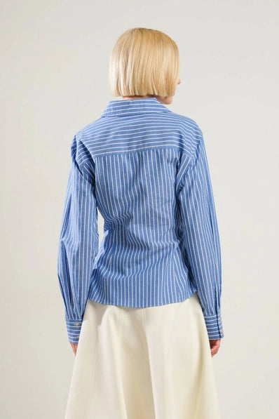 A striped woven shirt - FT1225 - BLUE WHITE