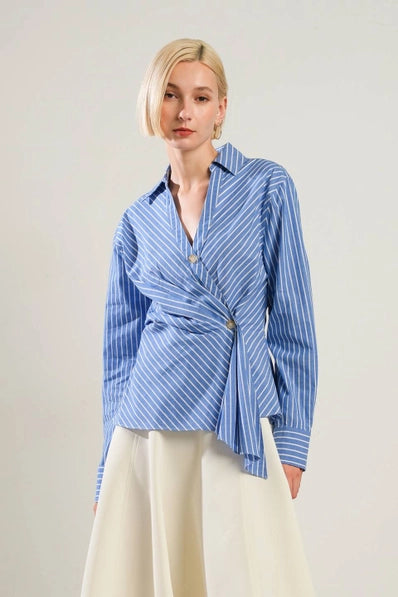 A striped woven shirt - FT1225 - BLUE WHITE