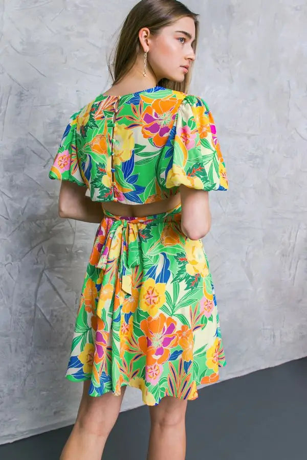 The Becky Floral GREEN Dress -ID20151-(Size S Left)