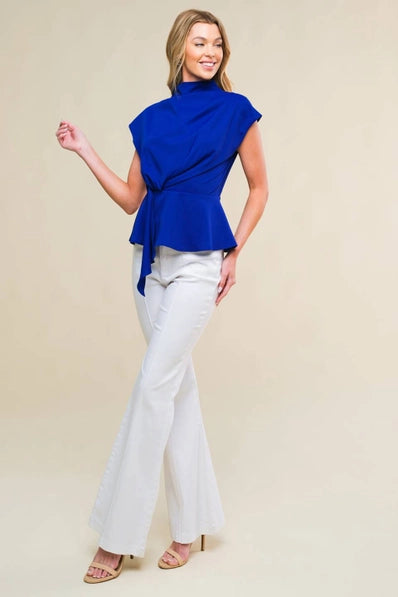 A solid woven top - IT13222 - Blue