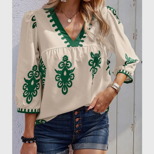 V Neck Loose Blouse