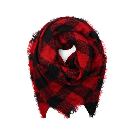 Fringe Blanket Buffalo Plaid Scarf - RED PLAID ONE