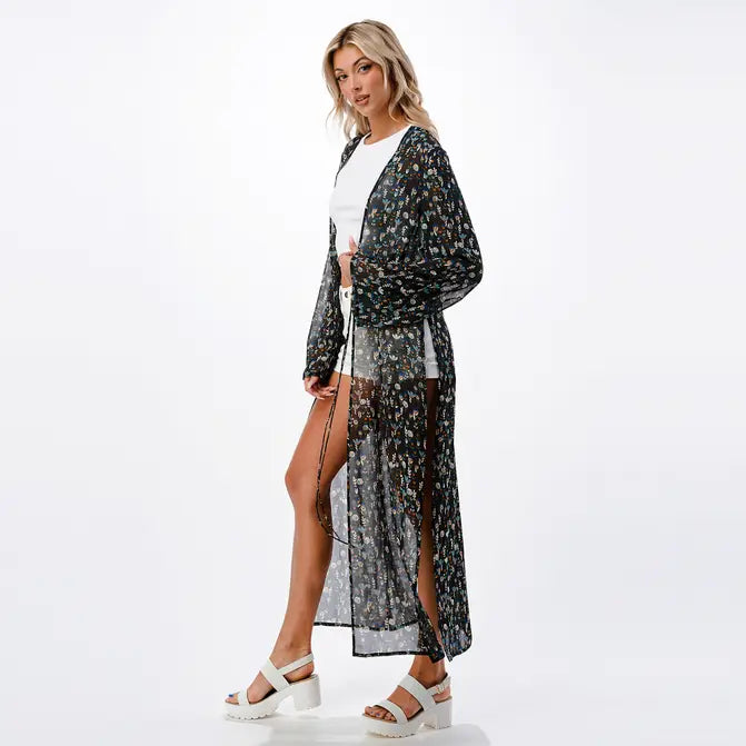 The Rory BLACK Printed Long Duster