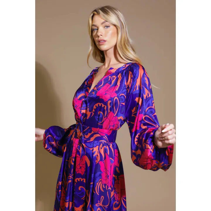 A printed woven midi dress - ID21646 - NAVY CORAL Contemporary S