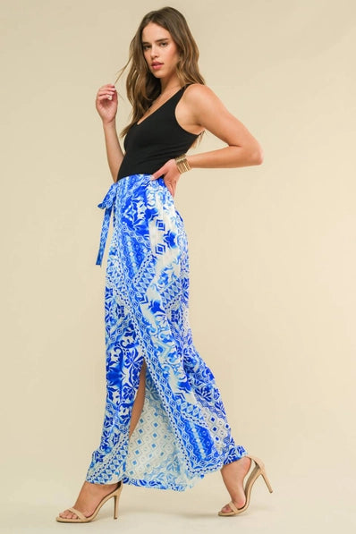 The Eliana BLUE WHITE Printed Pants -IP8469-