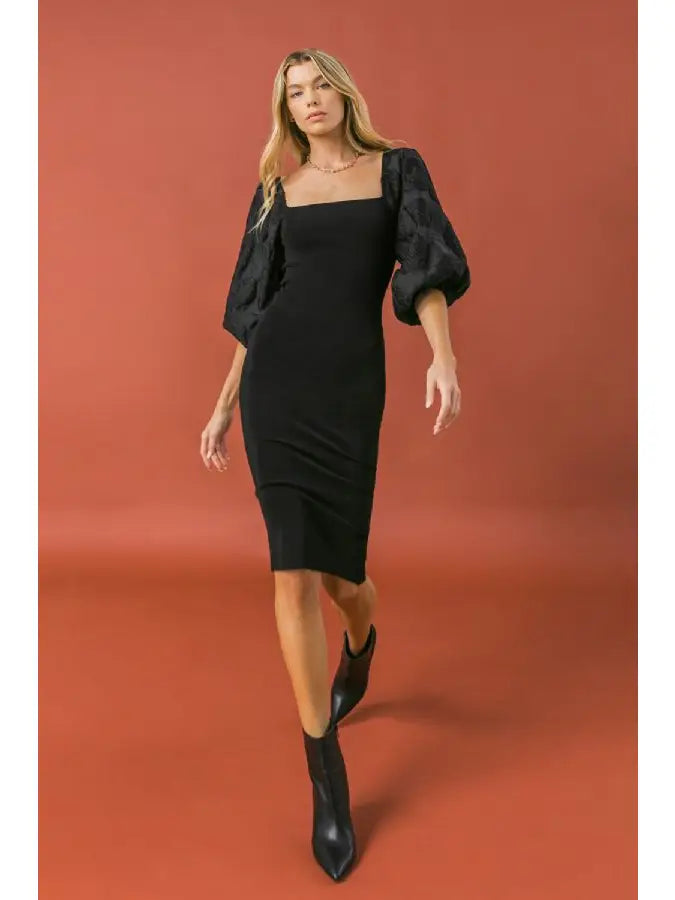 The Camila BLACK Sweater Dress -JSW2732- (Size L Left)