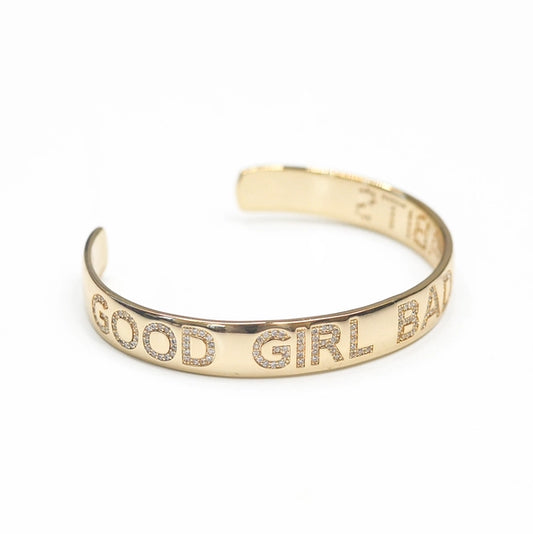 Good Girl Bad Habits Gold Pave Stone Bangle Bracelet