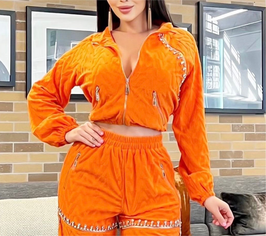 The Claire ORANGE Track Suit Top