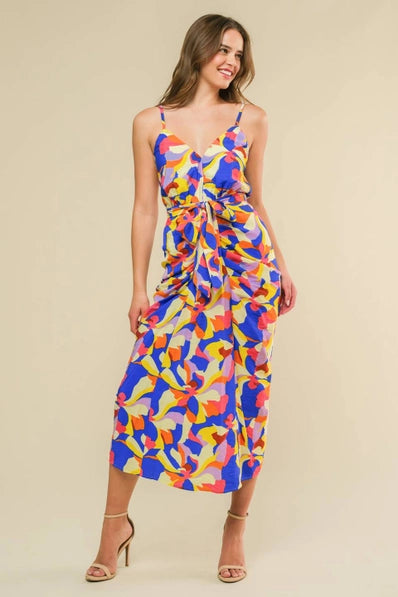 The Maya BLUE PINK Pattern Dress -ID21317-