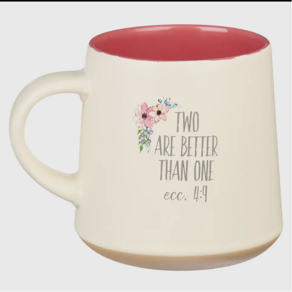 Mug Pink/White Floral Sisters Eccl. 4:9