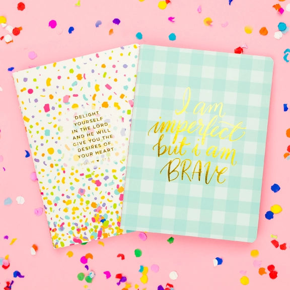 Notebook Set - Bible Verse - Confetti + Gingham - 2 Pc Set