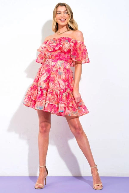 The Sloane FUCHSIA Floral Dress  “ID21180”