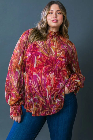 The Lucy MAGENTA Blouse  -ITP12709-  (Size 1X left)