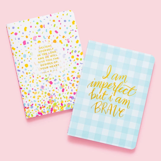 Notebook Set - Bible Verse - Confetti + Gingham - 2 Pc Set