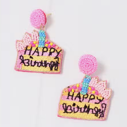 Happy Birthday Cake Earring PINK MULTI