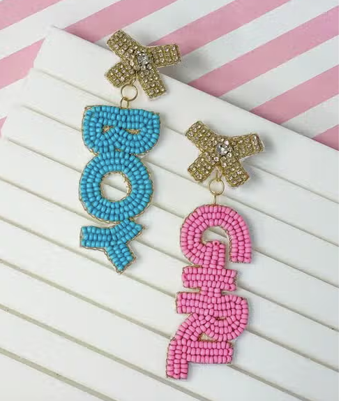 Gender Reveal Beaded Dangle Earrings