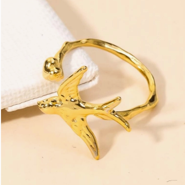 Metallic Bird Open Link Ring - G