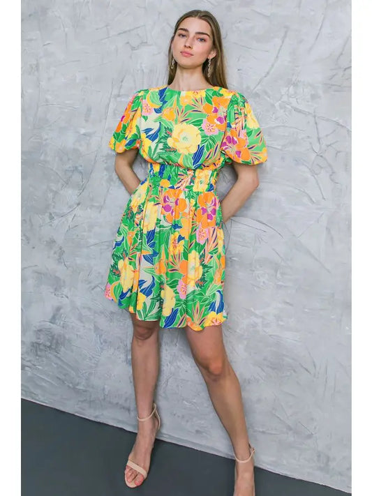 The Becky Floral GREEN Dress -ID20151-(Size S Left)