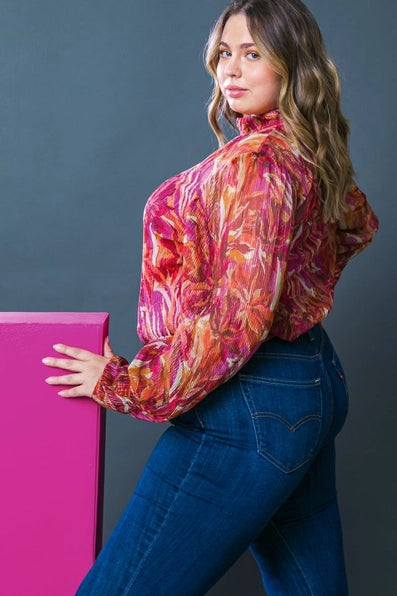 The Lucy MAGENTA Blouse  -ITP12709-  (Size 1X left)