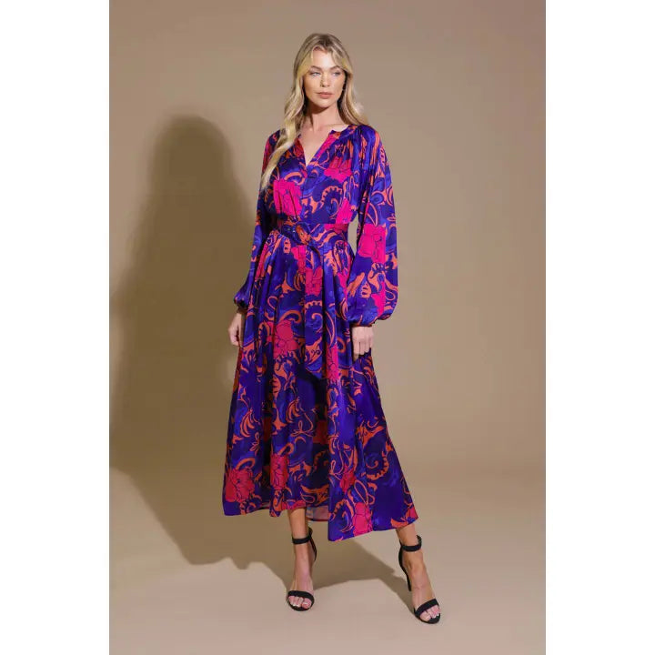 A printed woven midi dress - ID21646 - NAVY CORAL Contemporary S