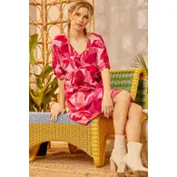 The Addison Floral PINK Dress With V Neckline