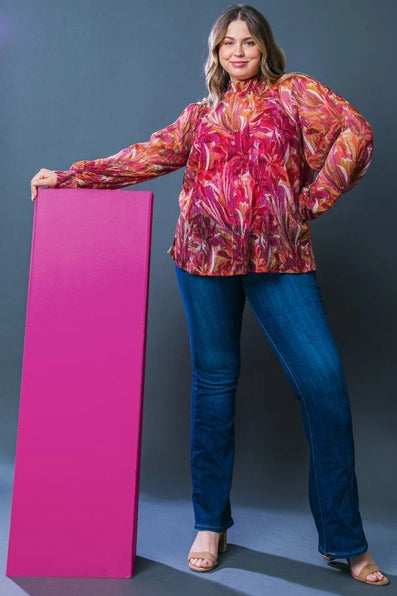 The Lucy MAGENTA Blouse  -ITP12709-  (Size 1X left)