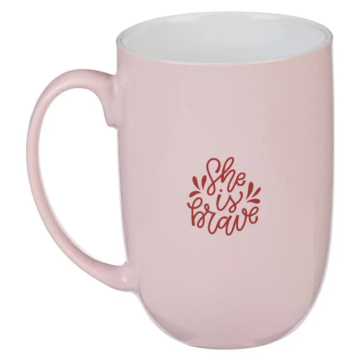 Mug Pink/White She is Brave