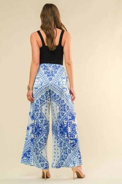 The Eliana BLUE WHITE Printed Pants -IP8469-