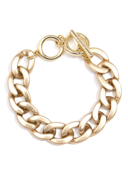 ZENZII Jewelry - Burnished Metal Curb Chain Bracelet - Burnished Gold