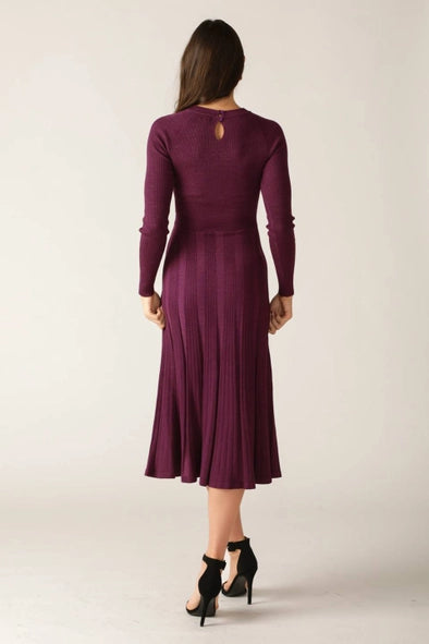 A solid sweater knit midi dress - ISW5320 ORCHID METALLIC - ORCHID METALLIC Contemporary