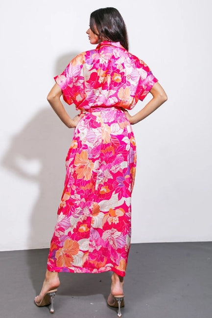 The Josie FUCHSIA Printed Dress “ID20962” (Size M left)