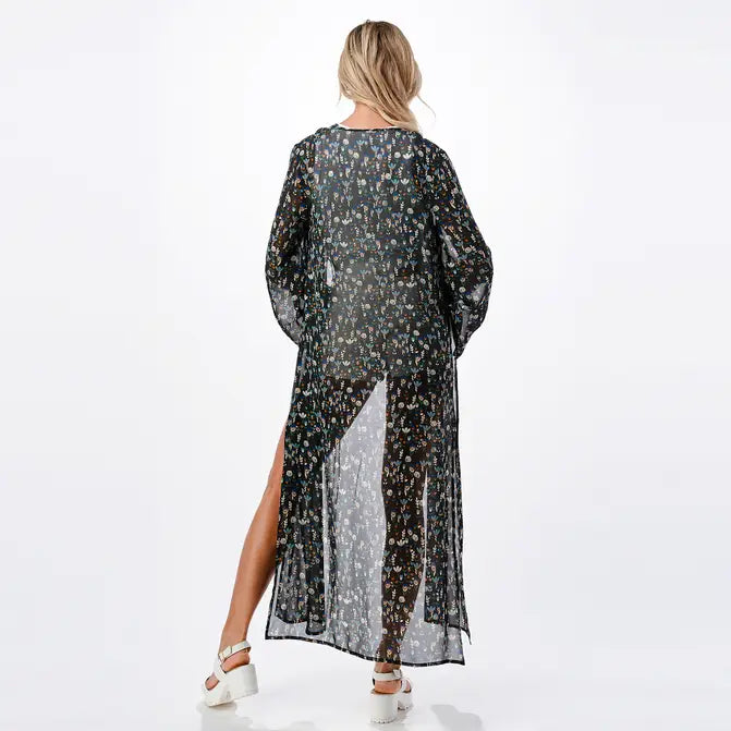 The Rory BLACK Printed Long Duster