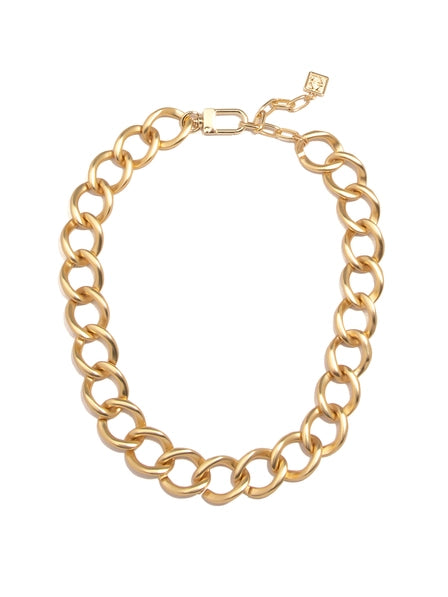 ZENZII Jewelry - Curb Chain Collar Necklace - Matte Gold