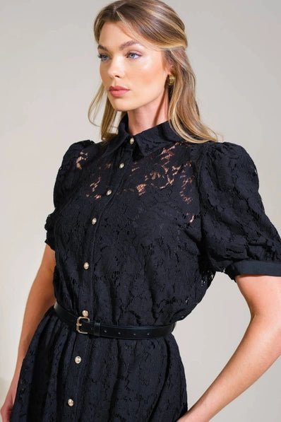 A woven lace Dress - ID21373 - Black